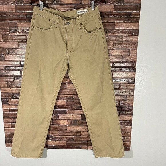 GROWN & SEWN MENS KHAKI BEIGE TAN MADE IN USA PANTS JEANS SIZE 34 COTTON
